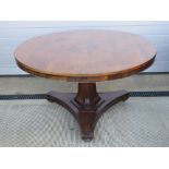 A good late 19thC rosewood breakfast or Loo table raised over triform support upon a triangular