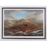 A signed print of an original painting by Elizabeth M Halstead entitled 'Valley of the Stags'