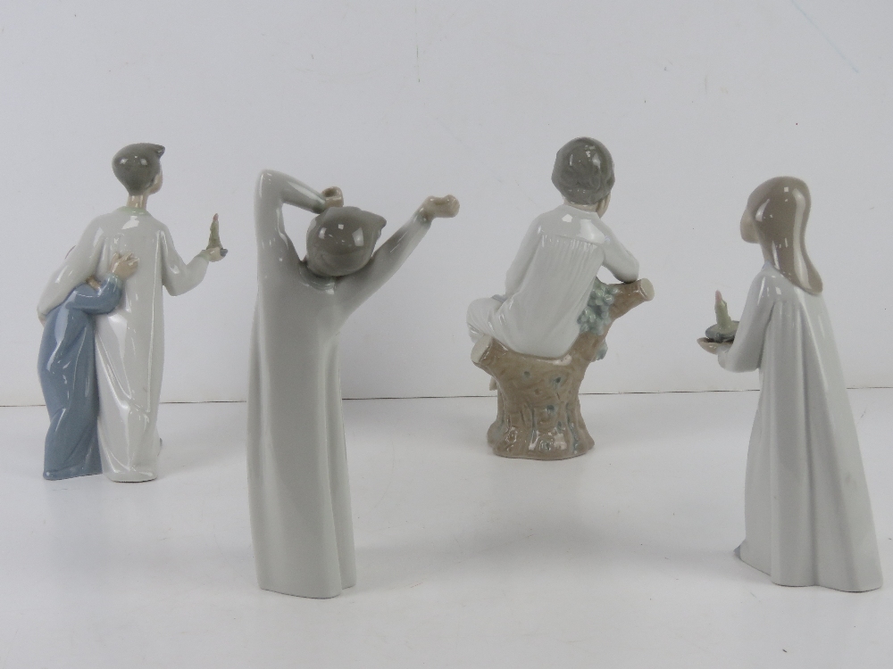 Lladro; Four figurines of children in night clothes, tallest approx 21.5cm high. One hand a/f. - Image 2 of 5