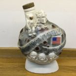 A 1970 ceramic commemorative decanter for the historic moon walk as manufactured by J. Young.