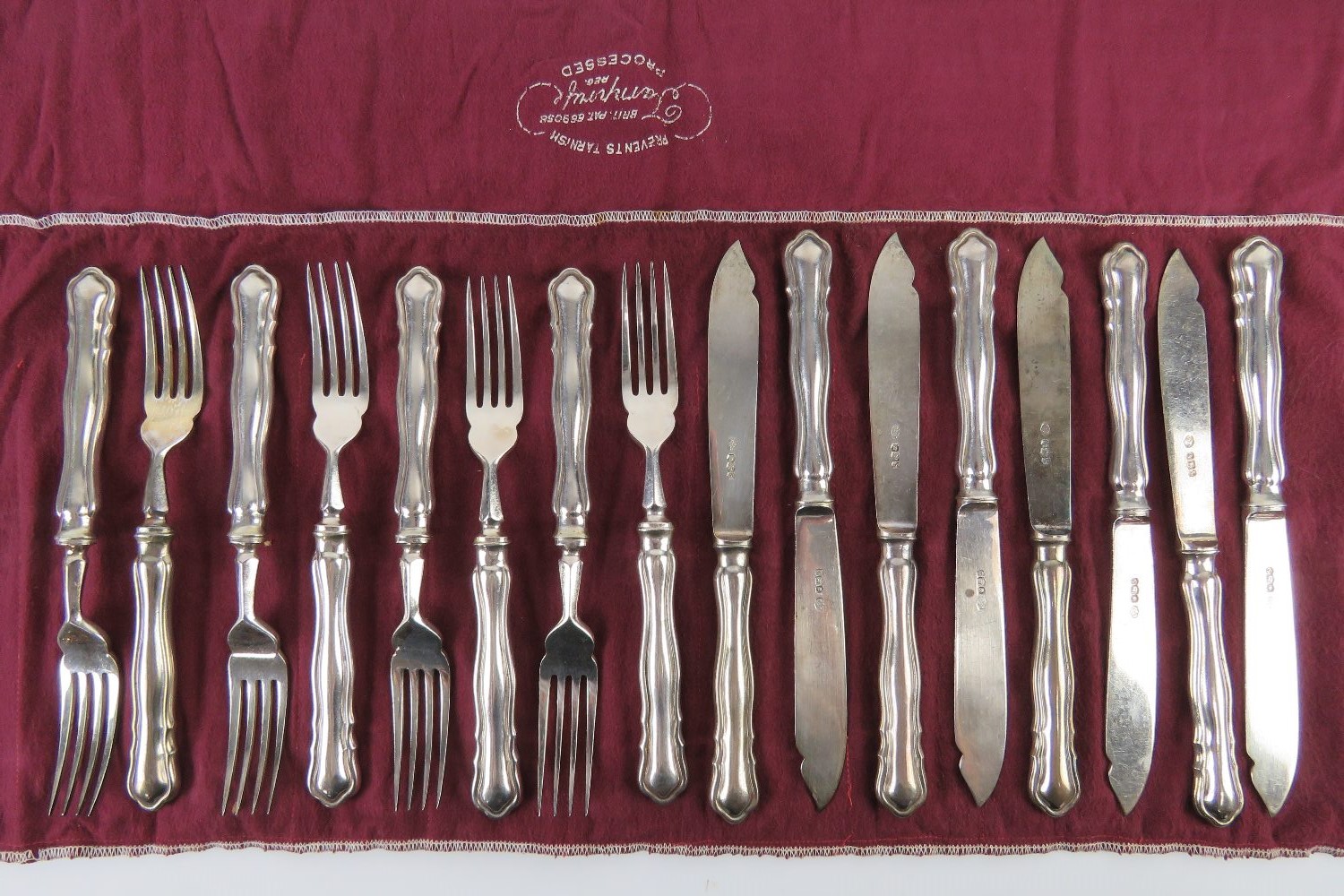 A set of HM silver fish knives and forks for eight settings by William Hutton & Sons Ltd,