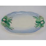 A 1930s Clarice Cliff serving plate of rippled pond design bearing green back stamp, pattern 982,