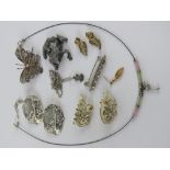 A Continental filigree brooch in the form of a butterfly, partial 800? mark upon,