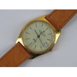 A vintage Hamilton Masterpiece gold plated wristwatch on pigskin leather strap,