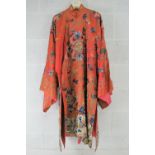 A late 19th/early 20thC Qing Dynasty hand embroidered silk Chinese robe in original unrestored