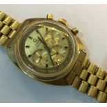 A fine 18ct gold Omega Seamaster Chronograph wristwatch having three subsidiary dials and baton