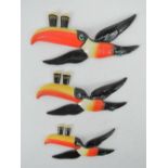 Advertising ware; a graduated set of three Guinness flying toucans,