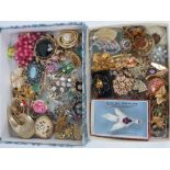 A large quantity of assorted 20th century costume brooches, makers noted inc Sarah Cov, Exquisite,
