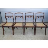 A fine set of four rosewood 19thC dining chairs each with Berger seat supports and having ornate