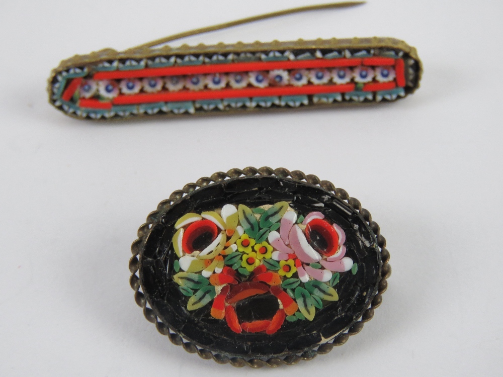 Two micro mosaic brooches, one marked made in Italy, - Image 5 of 5