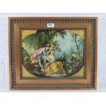A lacquered print of a painting by Boucher entitled 'Spring', 34 x 26cm in ornate frame.