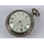 A HM silver pair cased fusee pocket watch, the movement marked for Heald Wisbech,