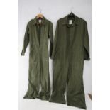 Two German post war army green overalls.