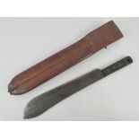 A WWII British machete with scabbard, marked J.J.