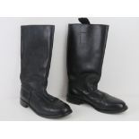 A pair of WWII German Officers black leather boots, stamped 80 to sole.