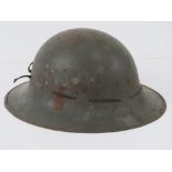 A WWII British Zuckerman helmet, stamped (MPR?), leather and canvas lining a/f.