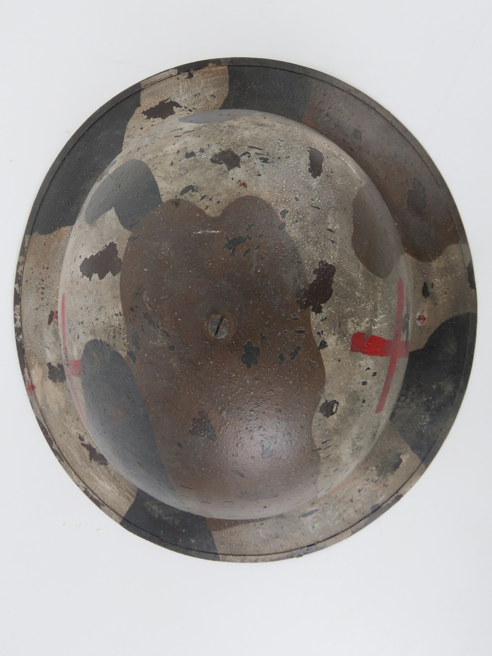 A WWI British Army Medics helmet, with liner and chin strap. - Image 2 of 5