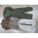 A RAF coveralls size 4. 1 x khaki tie. 1 x shirt size 59. 1x Mens combat shirt, size 59.