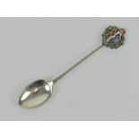 A rare WWI HM silver and enamel Royal Flying Corp spoon, possibly made for the Officer's Mess,