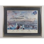 Print; 'Britania Rules' depicting the homecoming of 'The Canberra' after the Falklands War conflict