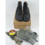 A pair of reenactor WWII German Army ankle boots and gaiters, size 9/43,