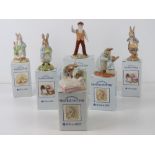 Royal Albert Beatrix Potter; six figurines in original boxes being 'Mr McGregor', 'Peter in Bed',