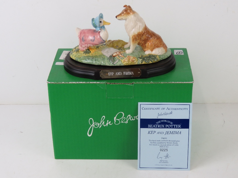 Royal Doulton John Beswick Beatrix Potter; 'Kep and Jemima', Ltd Edition modelled by Martyn Alcock,