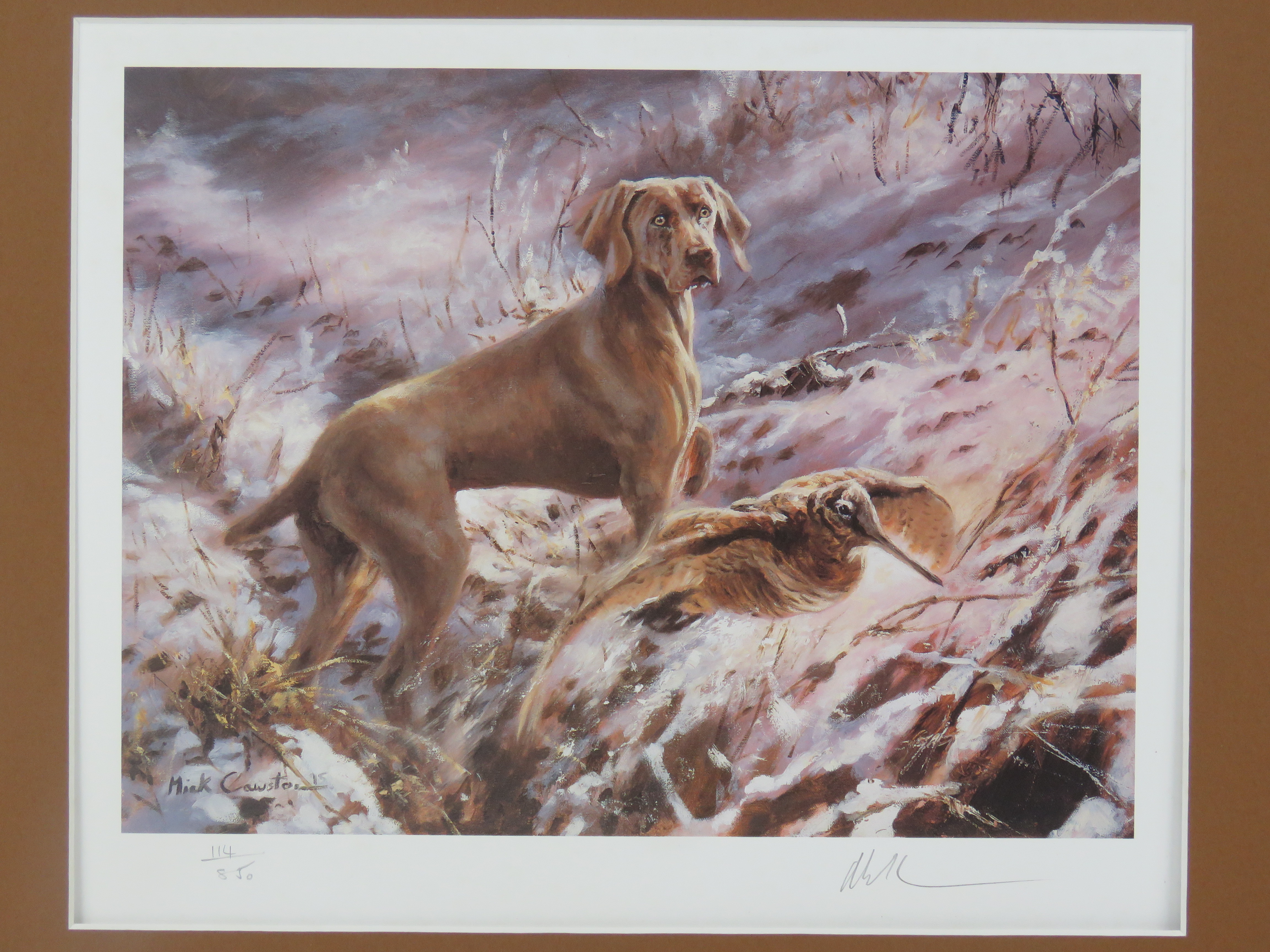 Two signed limited edition Mick Cawston prints of Weimaraners, the larger being No 566/850, - Image 5 of 7
