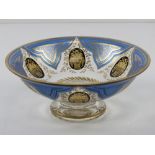 A gilded glass pedestal fruit bowl having Regency style pattern, 20.5cm dia.