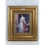 Print entitled 'Baroness Burdett Coutts', pensive lady in lace shawl with mourning jewellery,