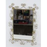 A contemporary square-shaped mirror in gold coloured floral frame, frame 61.5 x 43.5cm.