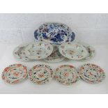 A set of five Mason's Ironstone bowls having Oriental peony design with butterflies upon.