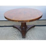 A good late 19thC rosewood breakfast or Loo table raised over triform support upon a triangular