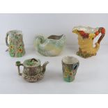 A quantity of early 20thC ceramics inc Shorter & Son shell pattern vase,