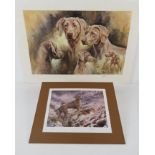 Two signed limited edition Mick Cawston prints of Weimaraners, the larger being No 566/850,