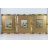 A set of three watercolours by Claude Wane,