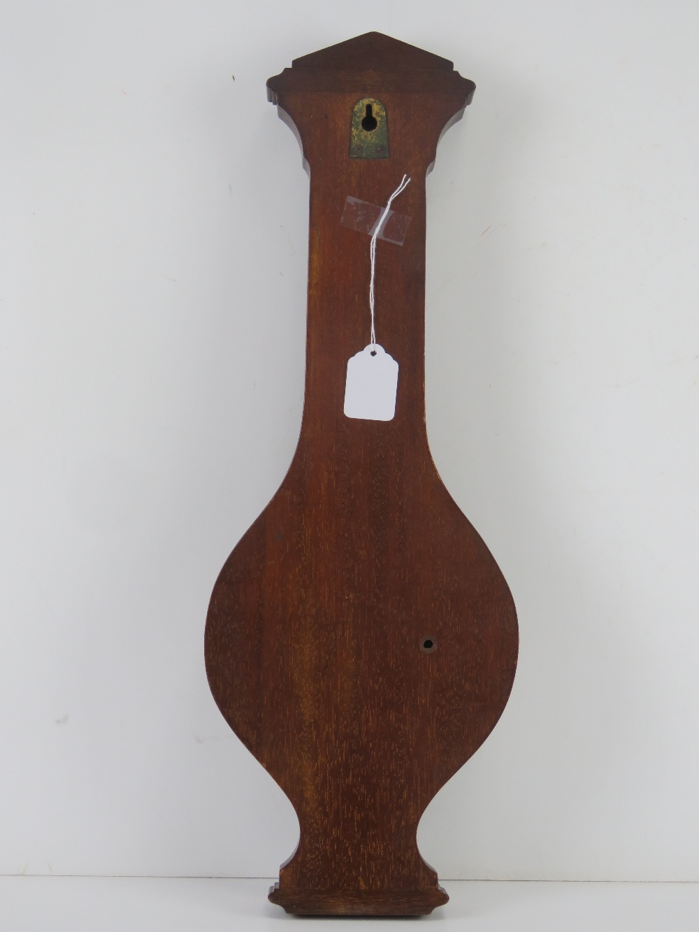 An Edwardian mahogany and inlaid wall barometer having thermometer over aneroid barometer marked - Image 4 of 4