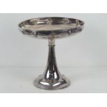 A silver plated tall tazza of Art Nouveau influence, 21cm dia, 21cm high, unnamed.