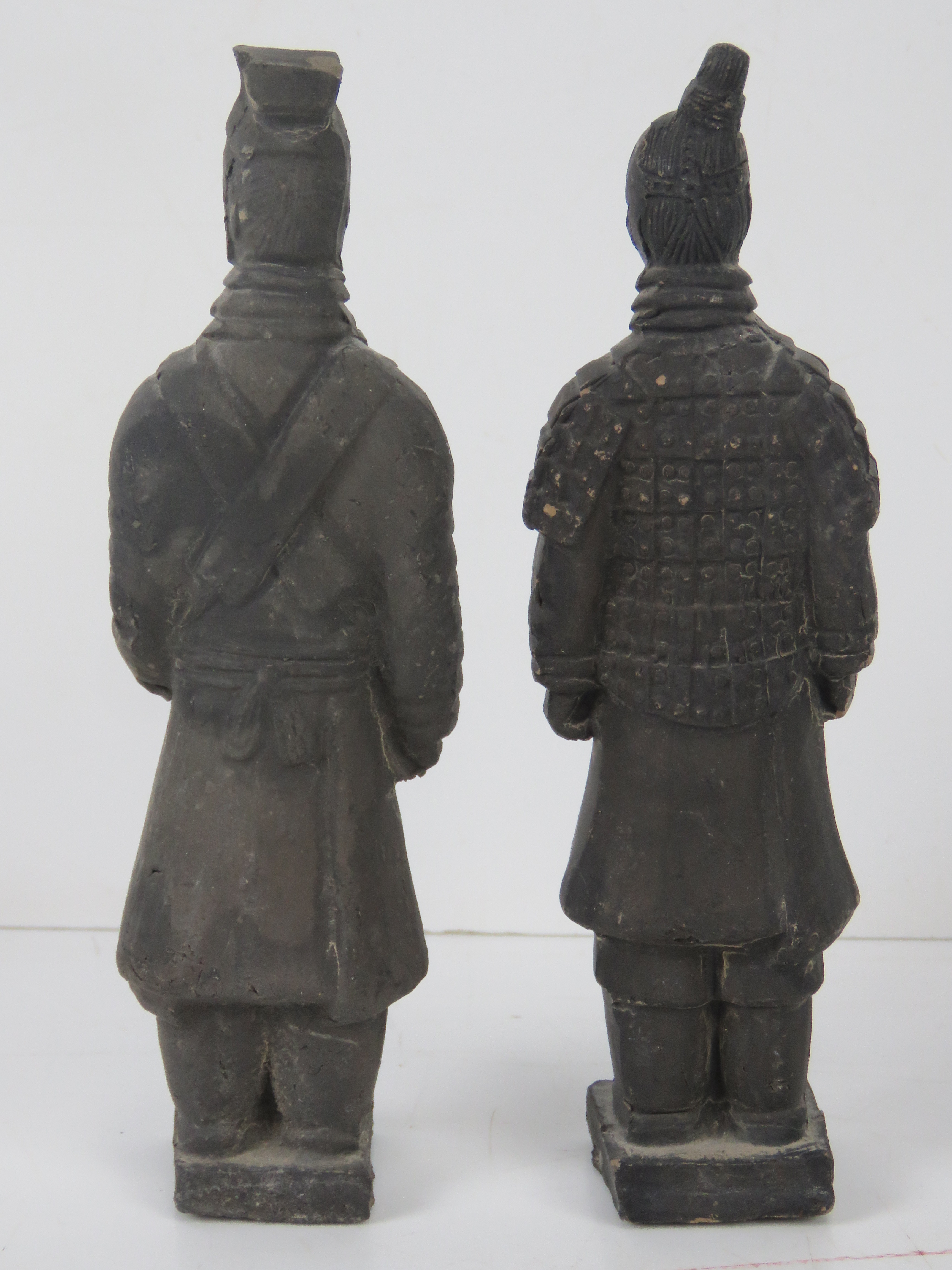 A pair of terracotta Chinese Warrior figurines, each standing 17cm high, - Image 3 of 4