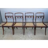 A fine set of four rosewood 19thC dining chairs each with Berger seat supports and having ornate