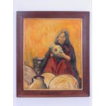 Oil on board; Indian pot maker, signed lower left Janette with inscription verso,