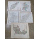 Five hand coloured maps being Northampto