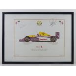 Signed Print; Red 5 Canon Williams Renault FW14,