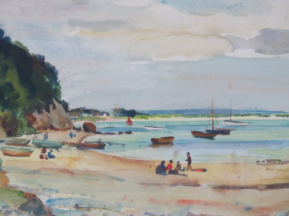 GHB (George) Holland (1901-1987), watercolour, unknown beach believed to be Studland Bay, - Image 3 of 4