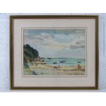 GHB (George) Holland (1901-1987), watercolour, unknown beach believed to be Studland Bay,