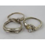 Three silver rings size Q-R, each stampe
