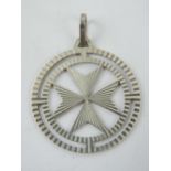 A large silver Maltese Cross pendant, ha