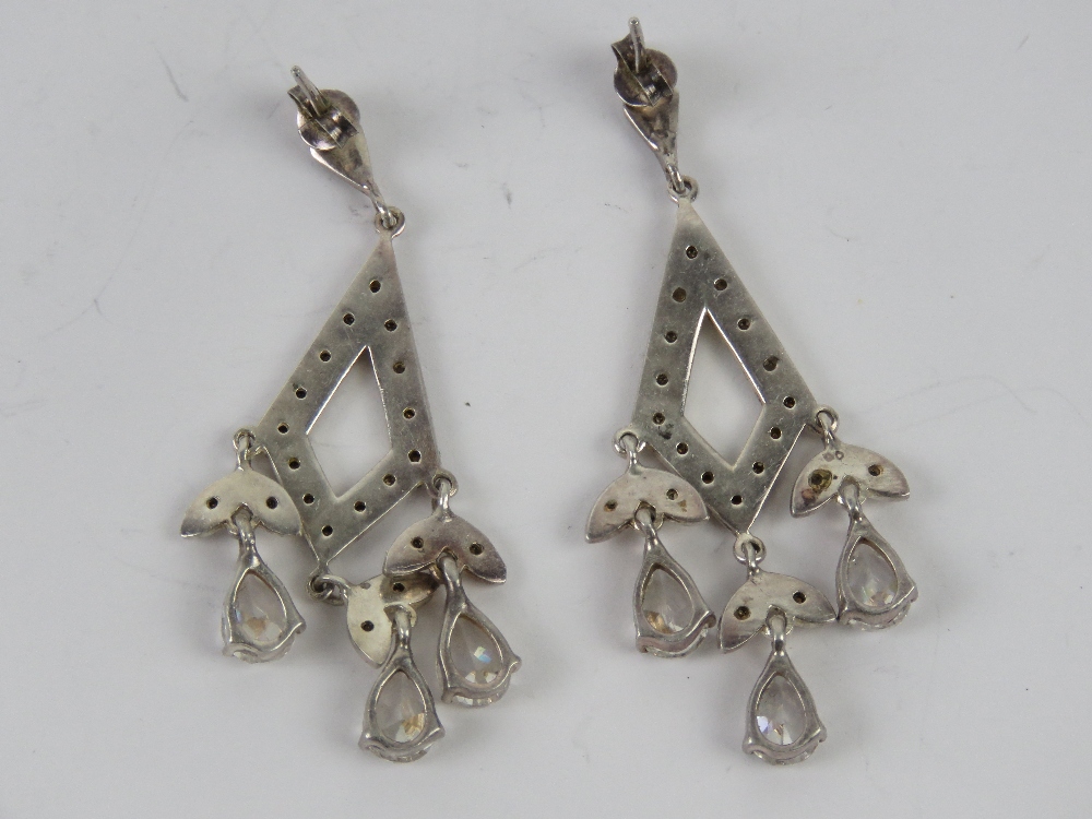 A pair of silver cocktail earrings havin - Image 2 of 2