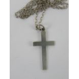 A silver crucifix pendant of plain desig