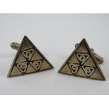 A pair of HM silver triangular geometric